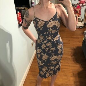 Forever 21 blue floral bodycon slip dress